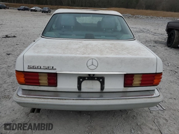 1989 Mercedes-Benz 560 with VIN WDBCA39E0KA469417, listed as a Copart auction lot 43929215 with 52,559 mi miles and Salvage Title. Bid and sale history available at DreamBid. Image 6.