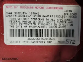 2005 Mitsubishi Lancer ES with VIN JA3AJ26E55U047605, listed as a Copart auction lot 70460694 with 177,066 mi miles and Salvage Title. Bid and sale history available at carsss.com. Image 12.