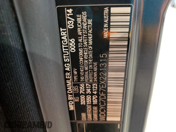 2014 Mercedes-Benz G 63 AMG z VIN WDCYC7DF7EX221315, wystawiony jako Copart lot #88561925 z przebiegiem 81 399 mil mil oraz Szkoda całkowita • Salvage title. Historia ofert i sprzedaży dostępna na DreamBid. Obrazek 13.