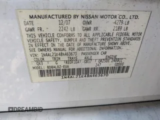 2008 Nissan Altima 2.5 SL with VIN 1N4AL21E48N463670, listed as a IAAI auction lot 42141966 with 999,999 mi miles. Bid and sale history available at carsss.com. Image 9.