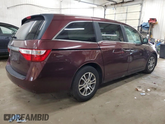 2012 Honda Odyssey EX-L with VIN 5FNRL5H62CB060551, listed as a Copart auction lot 53795335 with 138,026 mi miles and Salvage Title. Bid and sale history available at DreamBid. Image 3.