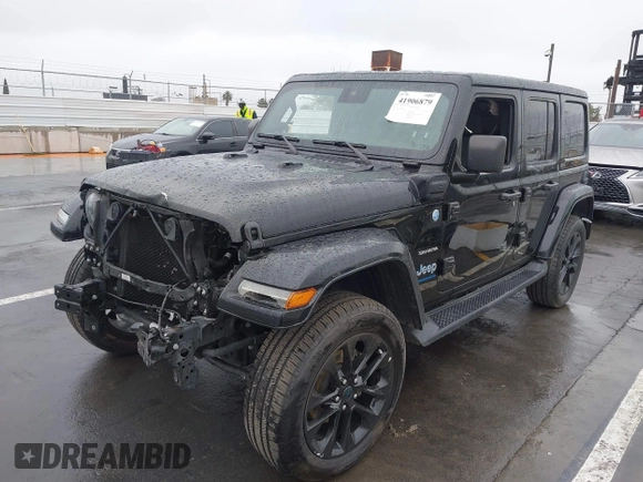 2024 Jeep Wrangler Sahara with VIN 1C4RJXP63RW148483, listed as a IAAI auction lot 41906879 with 32,509 mi miles and . Bid and sale history available at DreamBid. Image 2.