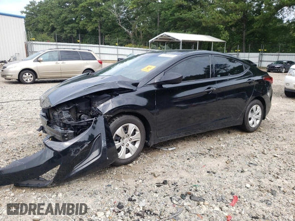 2016 Hyundai Elantra SE with VIN 5NPDH4AEXGH771039, listed as a Copart auction lot 62322335 with Not provided miles and Salvage title. Bid and sale history available at DreamBid. Image 1.