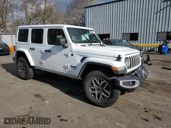 2025 Jeep Wrangler Sahara with VIN 1C4PJXENXSW506251, listed as a Copart auction lot 44613595 with 3,917 mi miles and Clean Title. Bid and sale history available at DreamBid. Image 4.