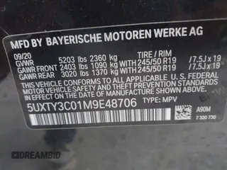 2021 BMW X3 sDrive30i z VIN 5UXTY3C01M9E48706, wystawiony jako IAAI lot #42066567 z przebiegiem 44 165 mil mil oraz . Historia ofert i sprzedaży dostępna na DreamBid. Obrazek 9.