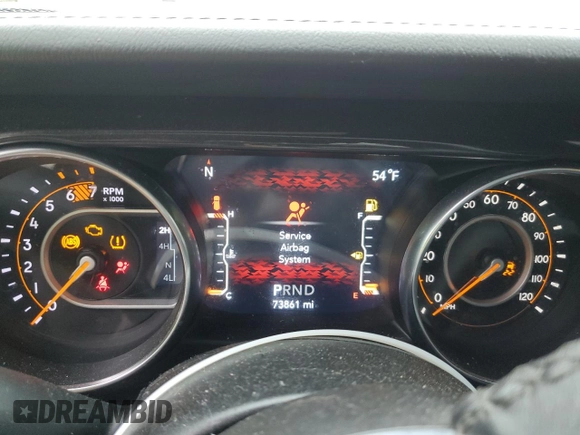 2021 Jeep Wrangler Unlimited Sahara with VIN 1C4HJXEN7MW563272, listed as a Copart auction lot 57398575 with 73,861 mi miles and Salvage title. Bid and sale history available at DreamBid. Image 9.