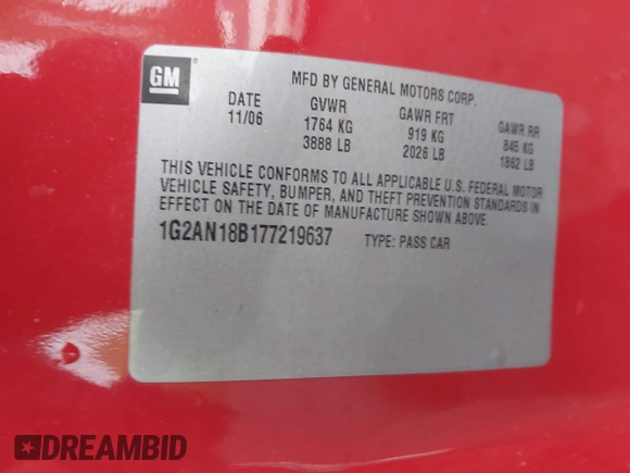 2007 Pontiac G5 GT z VIN 1G2AN18B177219637, wystawiony jako IAAI lot #42231491 z przebiegiem 139 062 mil mil oraz . Historia ofert i sprzedaży dostępna na DreamBid. Obrazek 9.