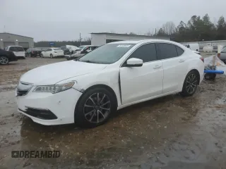 2015 Acura TLX V6 Tech with VIN 19UUB2F57FA024374, listed as a Copart auction lot 45148025 with 128,945 mi miles and Salvage Title. Bid and sale history available at carsss.com. Image 1.