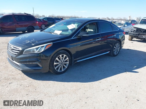 2016 Hyundai Sonata Sport with VIN 5NPE34AF2GH414630, listed as a IAAI auction lot 41653099 with 117,258 mi miles and . Bid and sale history available at DreamBid. Image 2.