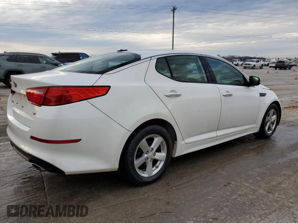 2015 Kia Optima LX with VIN KNAGM4A78F5608573, listed as a Copart auction lot 44223355 with 80,715 mi miles and Salvage Title. Bid and sale history available at carsss.com. Image 3.