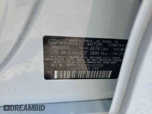 2023 Genesis G70 2.0T z VIN KMTG34TA2PU121330, wystawiony jako Copart lot #55718144 z przebiegiem 19 599 mil mil oraz Szkoda całkowita • Salvage title. Historia ofert i sprzedaży dostępna na DreamBid. Obrazek 14.