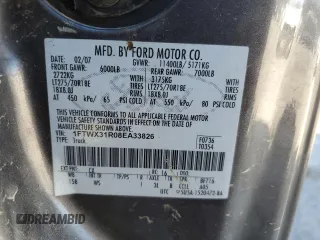 2008 Ford F-350 XL with VIN 1FTWX31R08EA33826, listed as a Copart auction lot 50106455 with Not Provided miles and Salvage Title. Bid and sale history available at DreamBid. Image 14.
