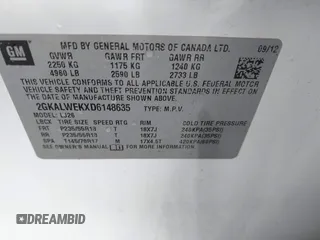 2013 GMC Terrain SLT with VIN 2GKALWEKXD6148635, listed as a IAAI auction lot 41316697 with 109,897 mi miles and . Bid and sale history available at DreamBid. Image 9.