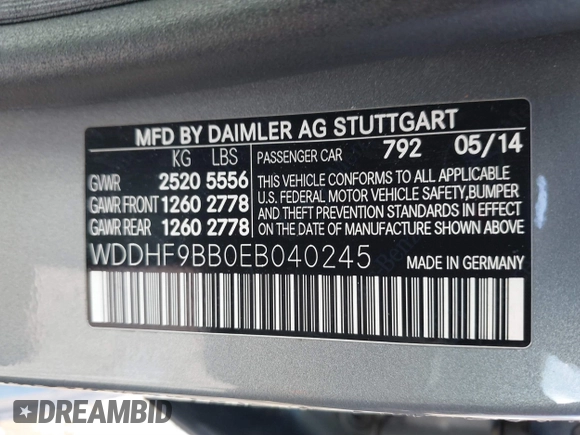 2014 Mercedes-Benz E 550 Sport with VIN WDDHF9BB0EB040245, listed as a IAAI auction lot 41817415 with 162,238 mi miles and . Bid and sale history available at DreamBid. Image 9.