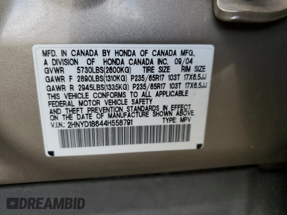 2004 Acura MDX Touring Pkg with VIN 2HNYD18644H558791, listed as a Copart auction lot 48993795 with 161,212 mi miles and Salvage Title. Bid and sale history available at carsss.com. Image 12.