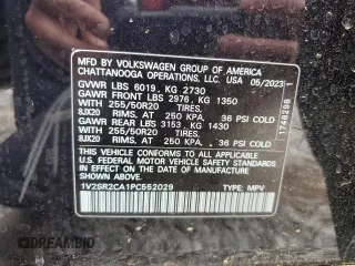 2023 Volkswagen Atlas SEL R-Line Black z VIN 1V2SR2CA1PC552029, wystawiony jako Copart lot #54371935 z przebiegiem Nie podano mil oraz Szkoda całkowita • Salvage title. Historia ofert i sprzedaży dostępna na DreamBid. Obrazek 14.