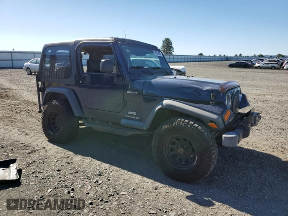 2003 Jeep Wrangler Sport with VIN 1J4FA49S63P361676, listed as a Copart auction lot 59054905 with 123,184 mi miles and Salvage title. Bid and sale history available at DreamBid. Image 4.