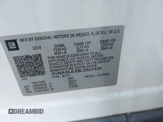 2020 Chevrolet Equinox LT with VIN 3GNAXLEX8LS610434, listed as a IAAI auction lot 41431481 with 101,832 mi miles. Bid and sale history available at carsss.com. Image 9.