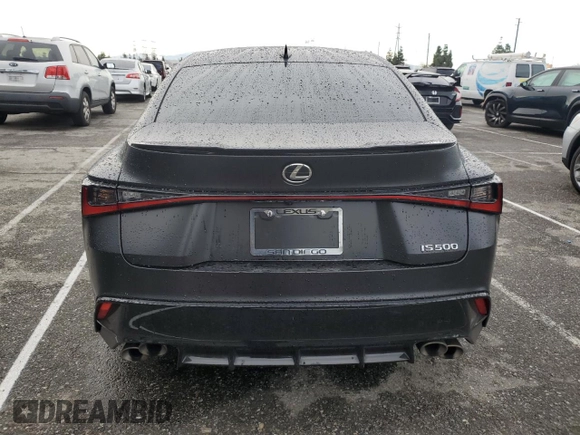 2023 Lexus IS with VIN JTHAP1D21P5003907, listed as a Copart auction lot 42641105 with 21,907 mi miles and Salvage Title. Bid and sale history available at carsss.com. Image 6.