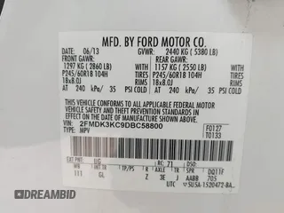 2013 Ford Edge Limited with VIN 2FMDK3KC9DBC58800, listed as a IAAI auction lot 41946812 with 99,434 mi miles. Bid and sale history available at carsss.com. Image 9.
