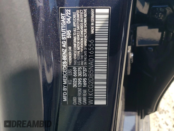 2022 Mercedes-Benz EQS with VIN W1KCG2DB5NA016556, listed as a Copart auction lot 47401064 with 21,741 mi miles. Bid and sale history available at carsss.com. Image 15.
