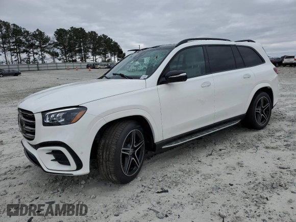 2025 Mercedes-Benz GLS with VIN 4JGFF5KE5SB316219, listed as a Copart auction lot 48843035 with 12 mi miles and Salvage Title. Bid and sale history available at carsss.com. Image 1.