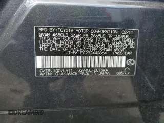 2011 Lexus ES with VIN JTHBK1EG2B2442864, listed as a Copart auction lot 54559795 with 192,877 mi miles and Salvage Title. Bid and sale history available at carsss.com. Image 12.
