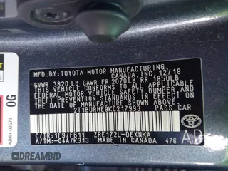 2019 Toyota Corolla L z VIN 2T1BURHE9KC217993, wystawiony jako IAAI lot #41844472 z przebiegiem 126 470 mil mil oraz . Historia ofert i sprzedaży dostępna na DreamBid. Obrazek 9.