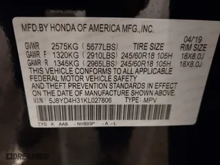 2019 Acura MDX with VIN 5J8YD4H31KL027806, listed as a IAAI auction lot 41569755 with 81,108 mi miles. Bid and sale history available at carsss.com. Image 9.