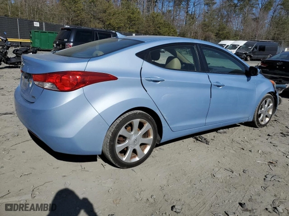 2011 Hyundai Elantra Ltd with VIN KMHDH4AE6BU159320, listed as a Copart auction lot 48778445 with 136,289 mi miles and Salvage Title. Bid and sale history available at carsss.com. Image 3.
