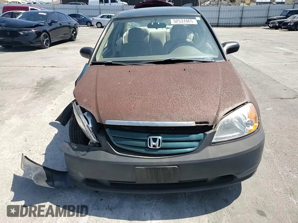 2001 Honda Civic LX with VIN 2HGES16501H606650, listed as a Copart auction lot 52537465 with 199,341 mi miles and Salvage Title. Bid and sale history available at carsss.com. Image 11.