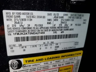 2022 Ford Expedition Max Limited with VIN 1FMJK2AT5NEA27459, listed as a Copart auction lot 44921635 with 19,256 mi miles and Clean title. Bid and sale history available at DreamBid. Image 14.
