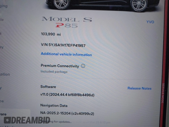 2014 Tesla Model S 60 с VIN 5YJSA1H17EFP41957, выставлен на аукционе IAAI как лот 42448795 с пробегом 103 990 миль миль и . История ставок и продаж доступна на DreamBid. Изображение 11.