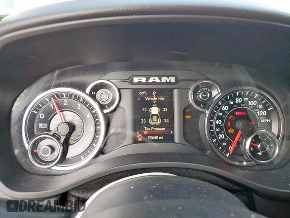 2020 Ram 1500 Lone Star with VIN 1C6SRFFT6LN116210, listed as a Copart auction lot 61764385 with 92,640 mi miles and Salvage title. Bid and sale history available at DreamBid. Image 9.