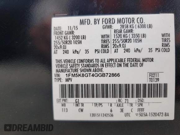 2016 Ford Explorer Sport with VIN 1FM5K8GT4GGB72866, listed as a Copart auction lot 59406495 with 111,306 mi miles and Salvage title. Bid and sale history available at DreamBid. Image 14.