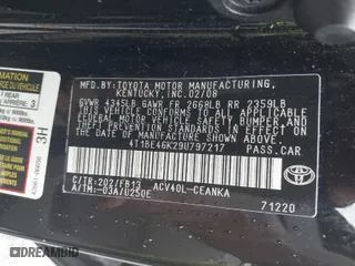 2009 Toyota Camry with VIN 4T1BE46K29U797217, listed as a IAAI auction lot 40045582 with 162,639 mi miles. Bid and sale history available at carsss.com. Image 9.