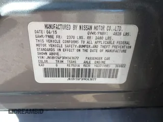 2015 Infiniti Q50 Premium with VIN JN1BV7AP3FM343677, listed as a IAAI auction lot 41811842 with 110,486 mi miles. Bid and sale history available at carsss.com. Image 9.