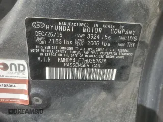2017 Hyundai Elantra SE with VIN KMHD84LF7HU362635, listed as a Copart auction lot 65542005 with 109,631 mi miles and Clean title. Bid and sale history available at DreamBid. Image 12.