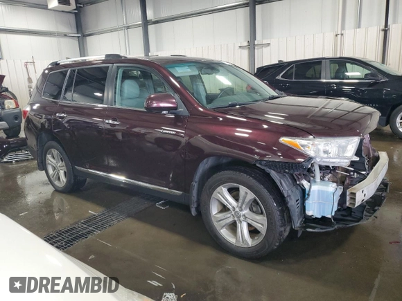 2013 Toyota Highlander Limited with VIN 5TDDK3EH5DS227165, listed as a Copart auction lot 61362485 with 94,258 mi miles and Salvage title. Bid and sale history available at DreamBid. Image 4.