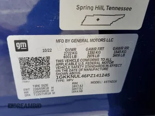 2023 GMC Acadia SLT with VIN 1GKKNUL46PZ141245, listed as a Copart auction lot 53434805 with 67,517 mi miles and Clean Title. Bid and sale history available at DreamBid. Image 13.