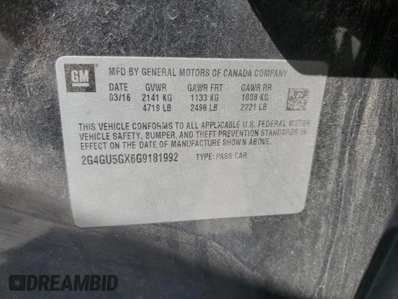 2016 Buick Regal GS with VIN 2G4GU5GX6G9181992, listed as a Copart auction lot 76383524 with 125,801 mi miles and Salvage Title. Bid and sale history available at carsss.com. Image 14.