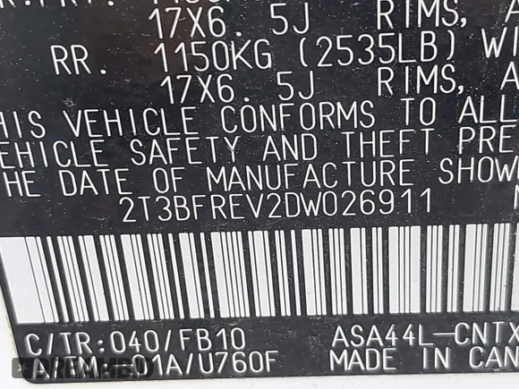 2013 Toyota RAV4 LE z VIN 2T3BFREV2DW026911, wystawiony jako IAAI lot #42463552 z przebiegiem 143 525 mil mil oraz . Historia ofert i sprzedaży dostępna na DreamBid. Obrazek 9.