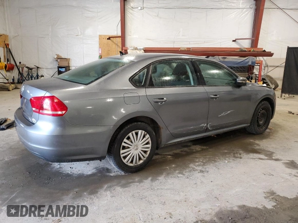 2014 Volkswagen Passat S w/Nav with VIN 1VWAP7A34EC022183, listed as a Copart auction lot 49393475 with 98,379 mi miles and Salvage Title. Bid and sale history available at carsss.com. Image 3.