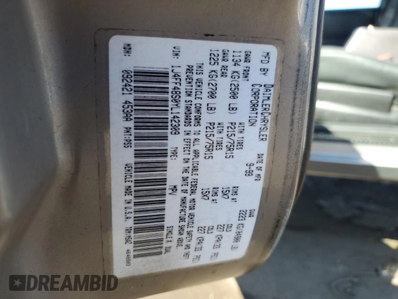2000 Jeep Cherokee z VIN 1J4FF48S0YL142309, wystawiony jako Copart lot #46277785 z przebiegiem 148 966 mil mil oraz Nie do naprawy • Non repairable. Historia ofert i sprzedaży dostępna na DreamBid. Obrazek 12.