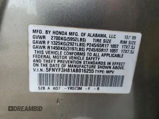 2010 Honda Pilot Touring with VIN 5FNYF3H81AB016255, listed as a Copart auction lot 71052644 with 96,847 mi miles and Salvage Title. Bid and sale history available at DreamBid. Image 15.