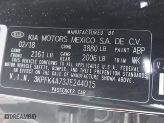 2018 Kia Forte LX with VIN 3KPFK4A73JE244015, listed as a IAAI auction lot 41651426 with 95,723 mi miles. Bid and sale history available at carsss.com. Image 9.