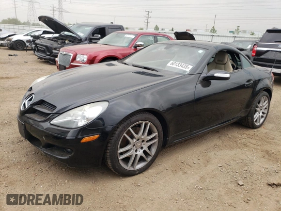 2007 Mercedes-Benz SLK 280 with VIN WDBWK54F17F160166, listed as a Copart auction lot 60133435 with 71,827 mi miles and Salvage title. Bid and sale history available at DreamBid. Image 1.