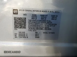 2021 GMC Terrain SLT with VIN 3GKALVEV5ML381905, listed as a Copart auction lot 45365715 with 31,317 mi miles and Salvage Title. Bid and sale history available at DreamBid. Image 14.