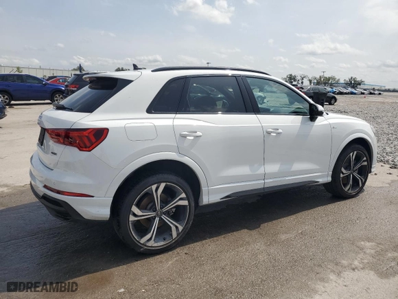 2023 Audi Q3 S line Premium Plus with VIN WA1EECF34P1117332, listed as a Copart auction lot 48113195 with 21,000 mi miles and Salvage Title. Bid and sale history available at carsss.com. Image 3.