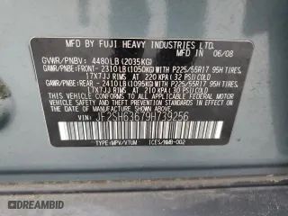 2009 Subaru Forester (Natl) X w/Premium Pkg with VIN JF2SH63679H739256, listed as a Copart auction lot 53352075 with 199,604 mi miles and Clean Title. Bid and sale history available at carsss.com. Image 13.